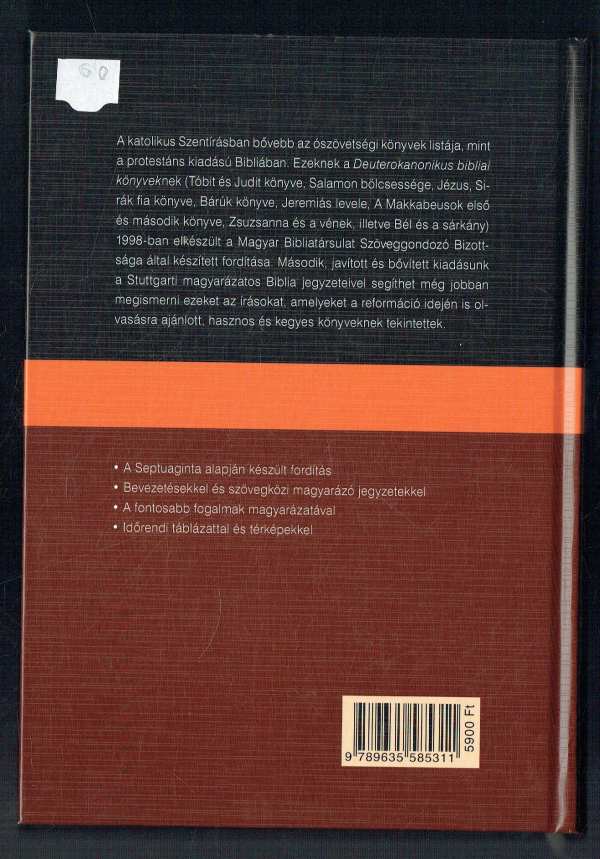 Deuterokanonikus bibliai könyvek magyarázó jegyzetekkel – A Septuaginta alapján